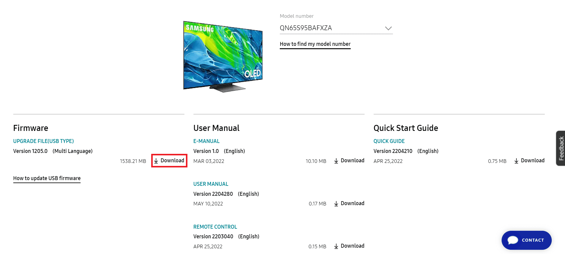 Localice el firmware apropiado y descárguelo a su PC. Solucionar Error Model Bind en Samsung TV