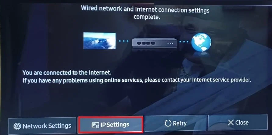 Pengaturan IP Status Jaringan TV Samsung. Perbaiki Error Model Bind di Samsung TV