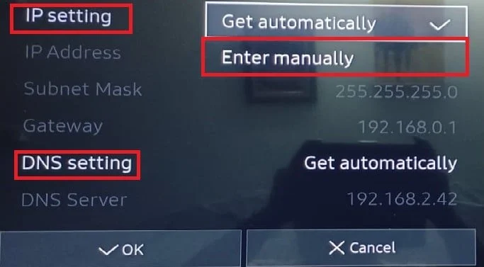 Samsung TV IP Ayarı DNS Ayarı El İle Girin