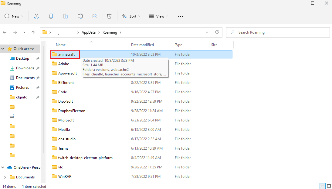 folder .minecraft di folder roaming appdata. Perbaiki Kode Keluar 0 Minecraft di Windows 10