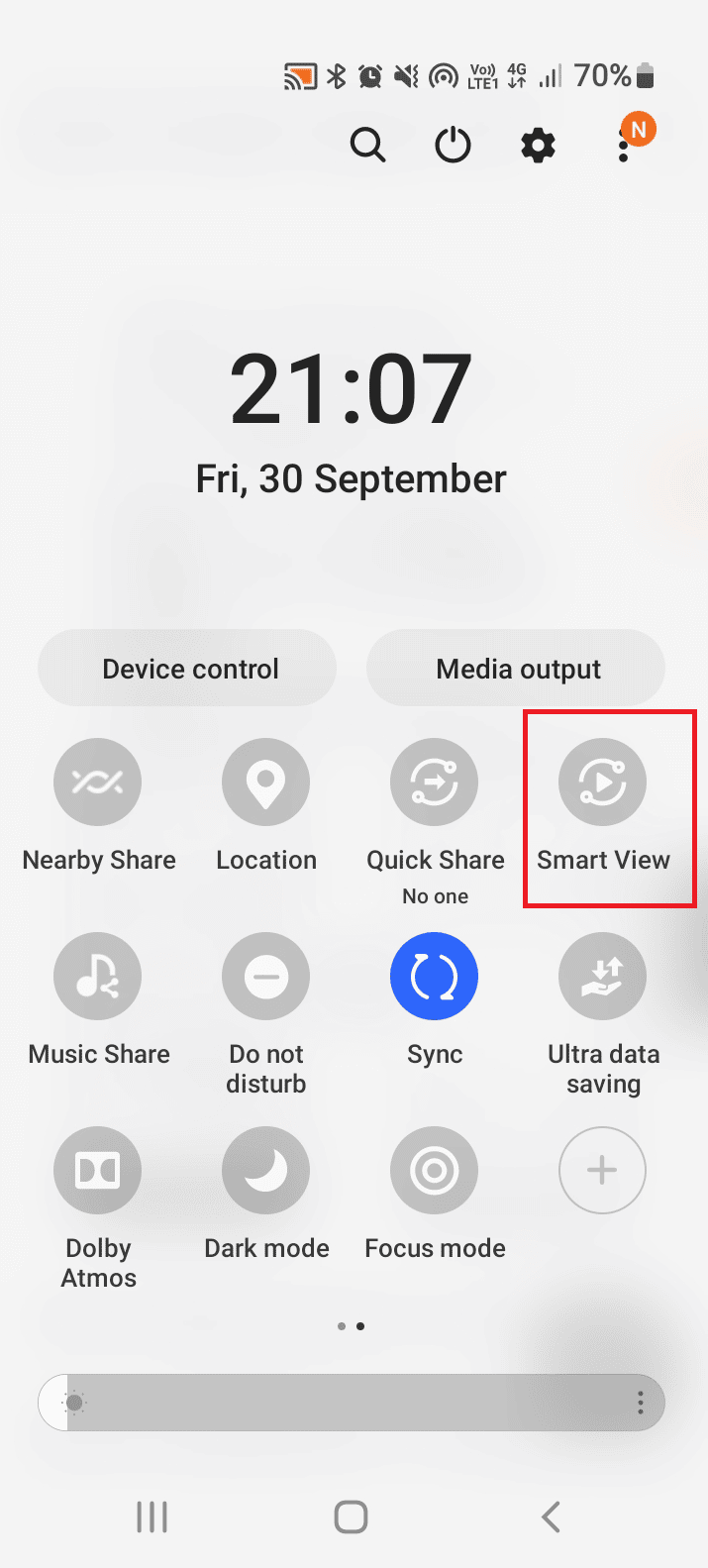 Toca la opción Smart View. 8 formas de solucionar la imposibilidad de iniciar la duplicación de pantalla debido a un problema de hardware