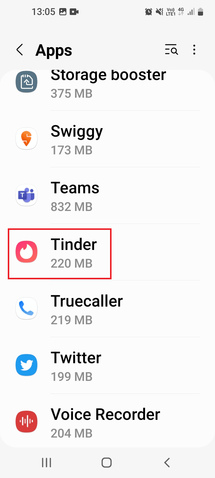 Tocca l'app Tinder