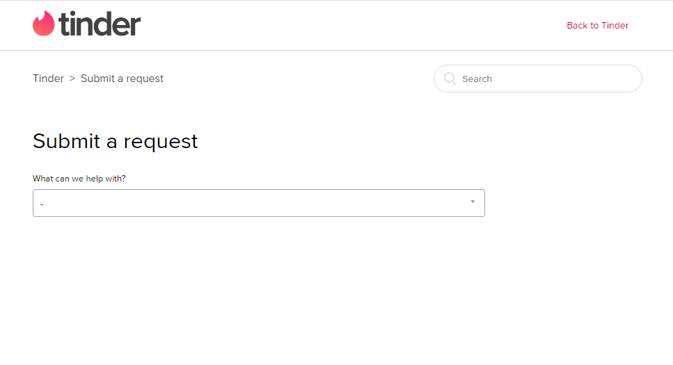 Póngase en contacto con el equipo de soporte de Tinder