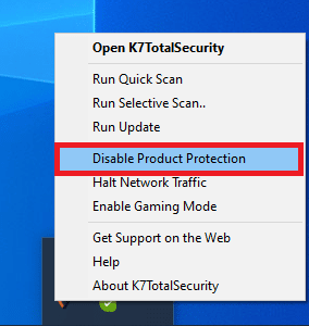 Disabilita il software antivirus