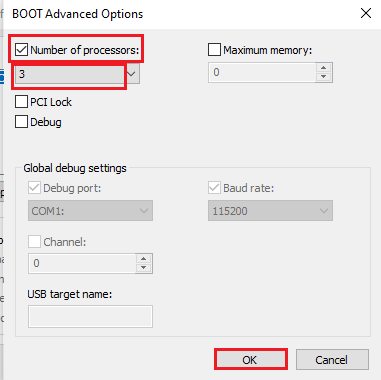 options avancées de démarrage