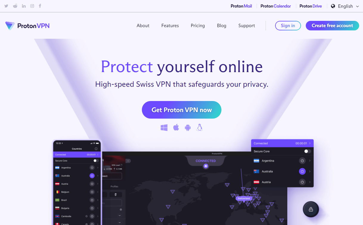 موقع ويب ProtonVPN