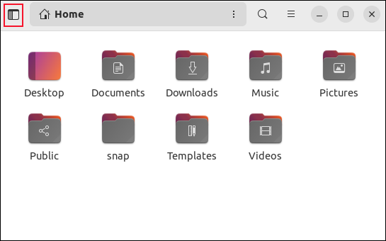 Ubuntu 22.10 File browser dengan sidebar dihapus