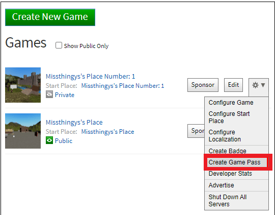 selectați Create Game Pass