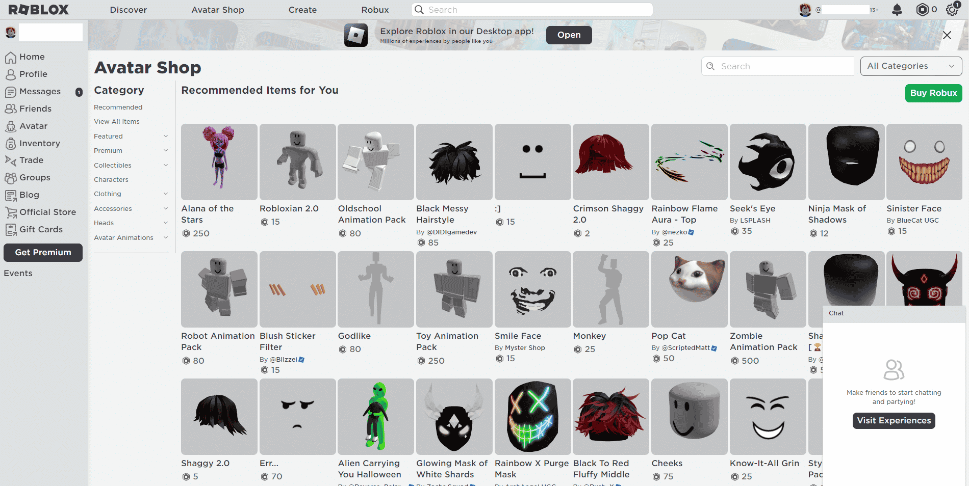 Roblox Artikel Shop