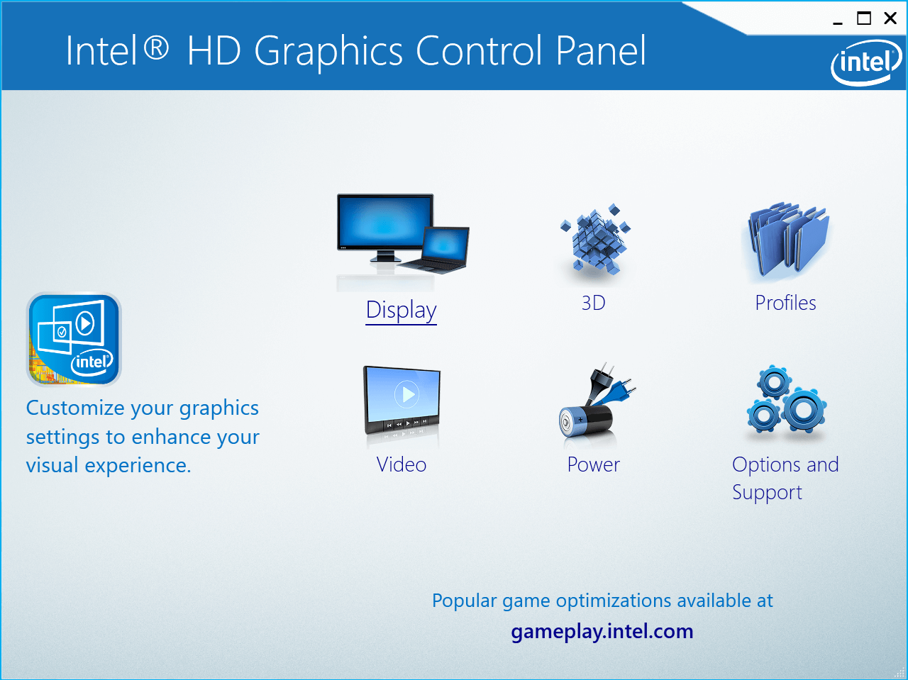 Klicken Sie nun im Intel HD Graphics Control Panel auf Anzeige. So verwenden Sie eine dedizierte GPU anstelle einer integrierten