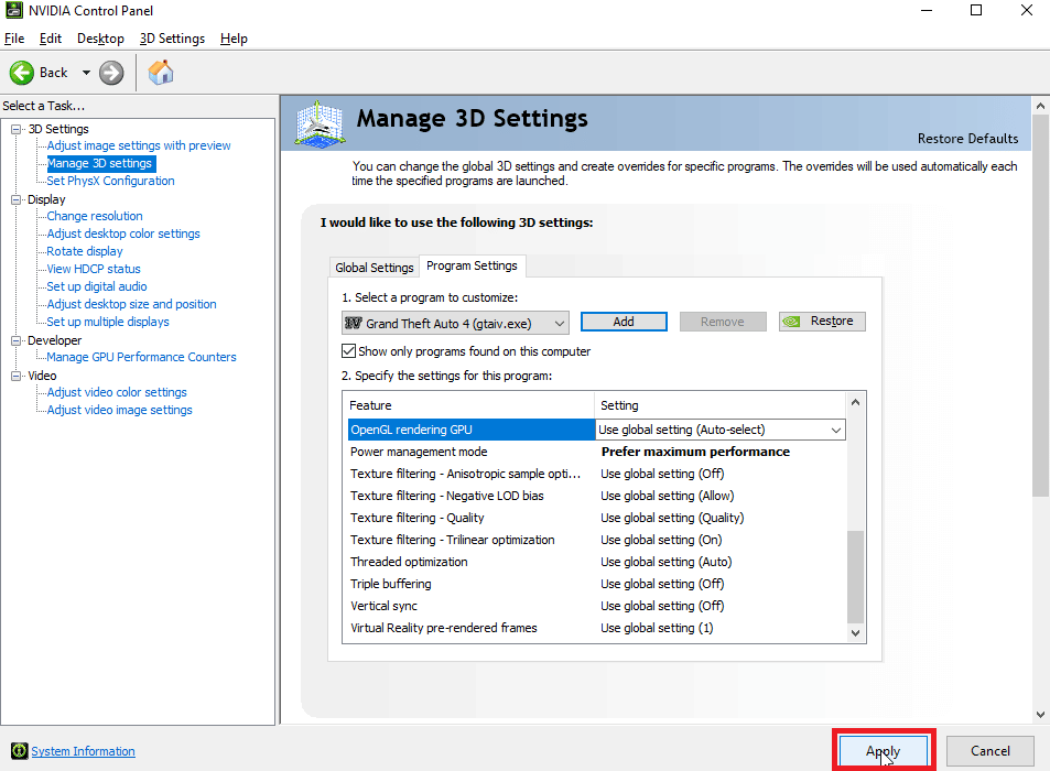 คลิกสมัคร วิธีใช้ GPU เฉพาะแทนการผสานรวม