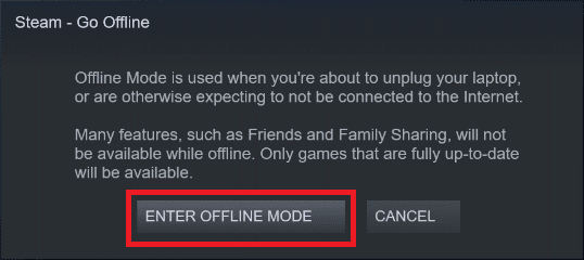 Selectați ENTER OFFLINE MODE