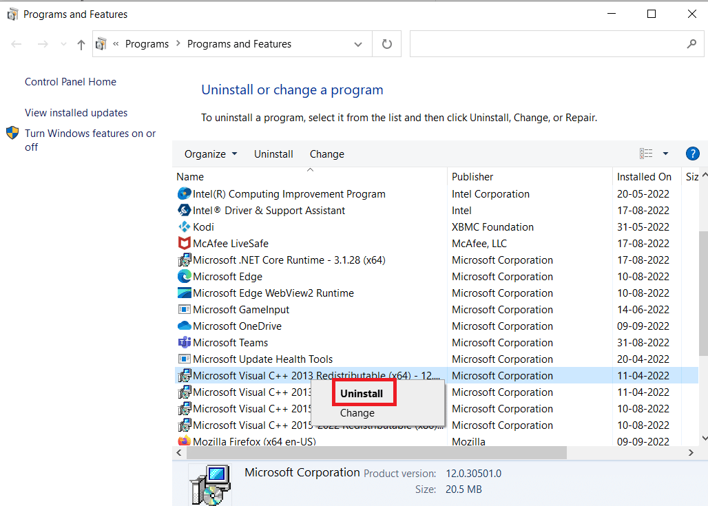 Dezinstalați Microsoft Visual C plus plus Redistributable. Fix Civ 5 continuă să se blocheze pe Windows 10