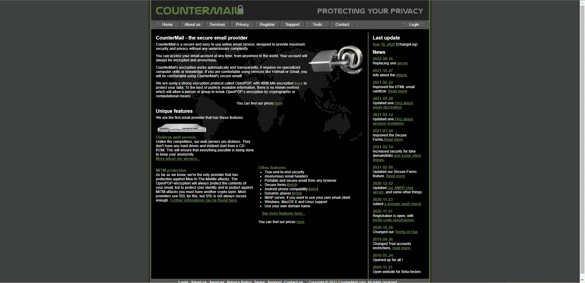 Официальный сайт CounterMail