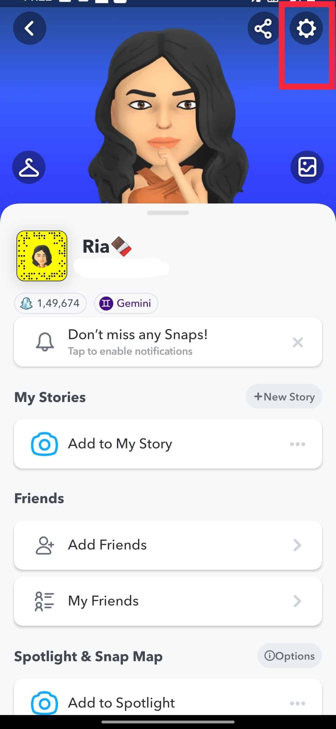 Pertama login ke akun Snapchat Anda dan buka halaman data saya melalui pengaturan Anda.