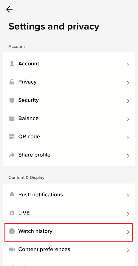 Atingeți Istoricul vizionărilor din secțiunea Conținut și afișare