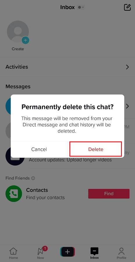 atingeți Ștergeți din fereastra de confirmare | Cum să vă ștergeți comentariile pe TikTok