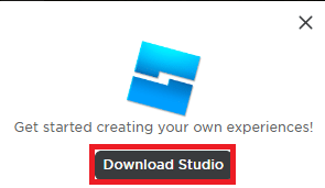 Klicken Sie auf Download Studio, um die Software zur Erstellung von Roblox-Spielen zu erhalten