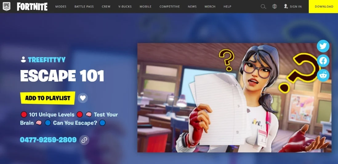 الهروب 101. أفضل Fortnite غرفة الهروب رموز