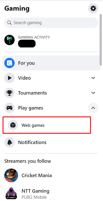 Выберите Веб-игры.