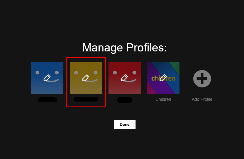 เลือกโปรไฟล์ที่จะแก้ไข | คุณลบบัญชี Netflix ของคุณอย่างถาวรได้อย่างไร