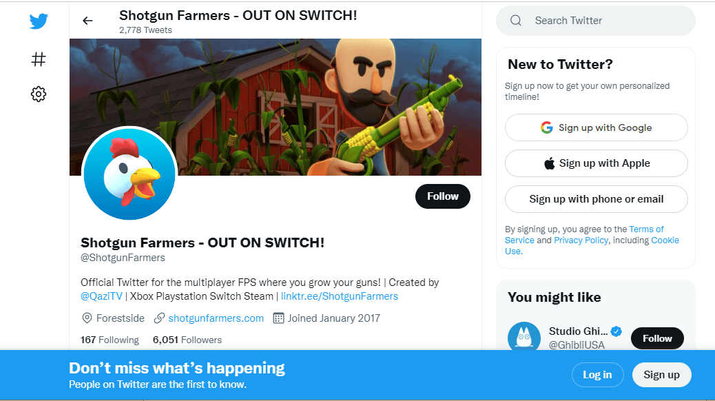 Twitter-Handle von Shotgun Farmers