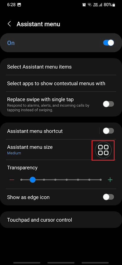 Tippen Sie nun auf das Symbol des Assistentenmenüs, das am Rand des Bildschirms schwebt | So machen Sie einen Screenshot in Samsung A51 ohne Netzschalter