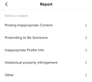 Por último, seleccione el motivo por el cual reporta la cuenta | cómo eliminar la cuenta de TikTok de otra persona