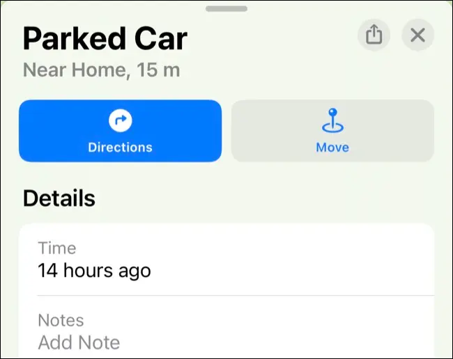 Overlay für geparkte Autos in Apple Maps