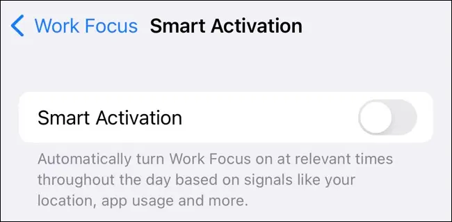 Activer l'activation intelligente pour un mode Focus