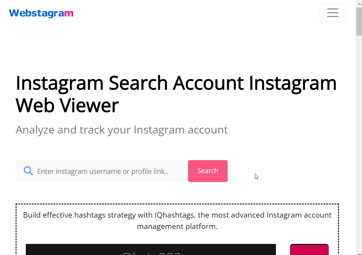 Webstagram 検索ページ。 Instagram ユーザーを名前と場所で検索する方法