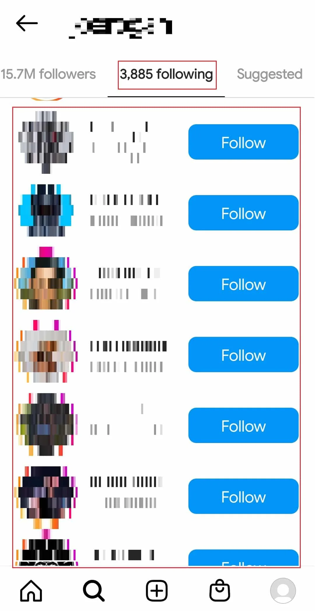 قائمة متابعة instagram