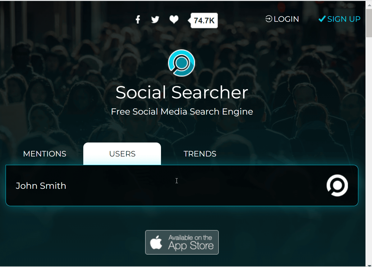 Social-Search-Webseite