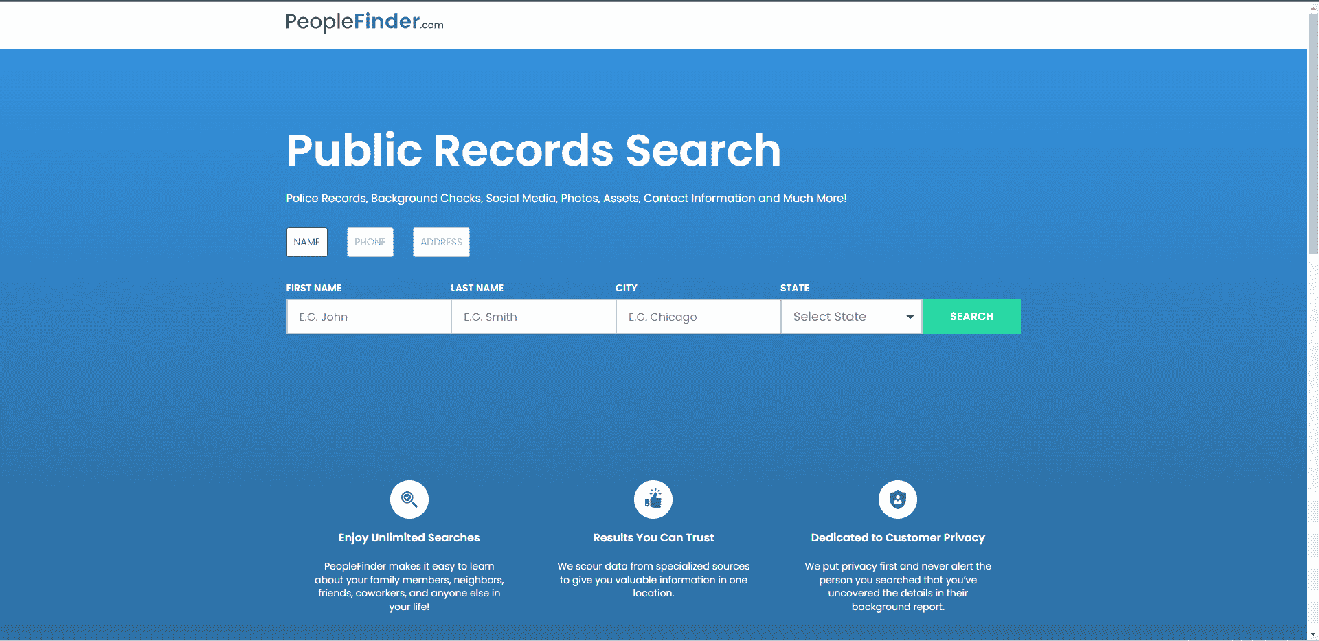 Situs web resmi PeopleFinder