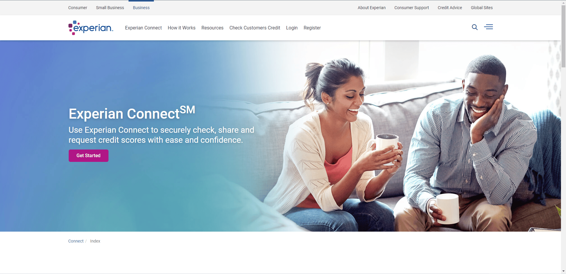 Situs web resmi Experian Connect