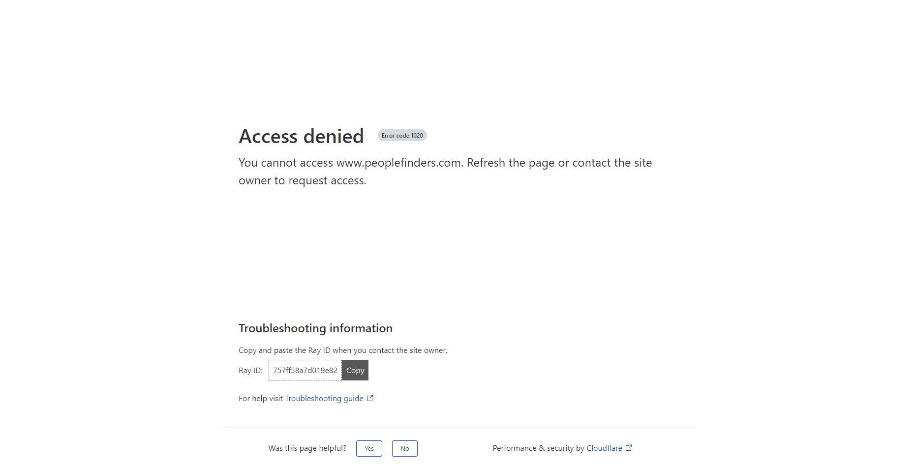 PeopleFinders 網站訪問被拒絕