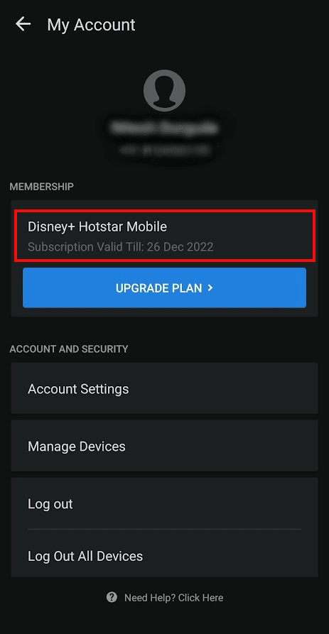 您可以在 MEMBERSHIP 部分查看您的有效订阅有效期至日期 |您如何取消您的 Disney Plus 帐户