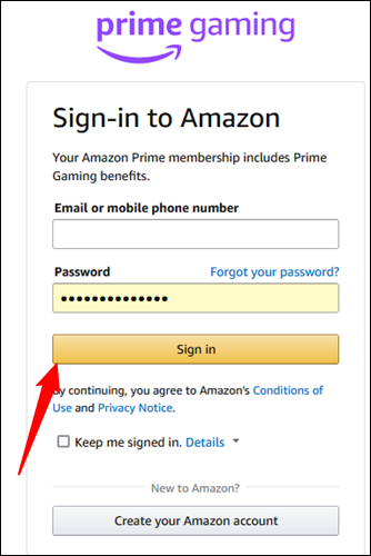 Amazonアカウントにログインします。