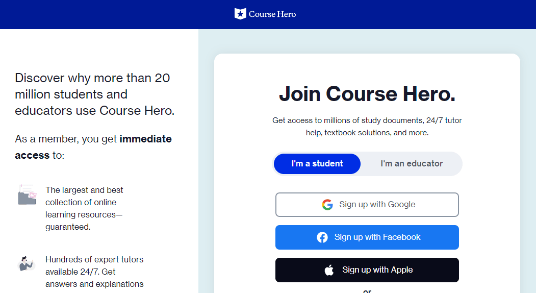 Faça login no Course Hero