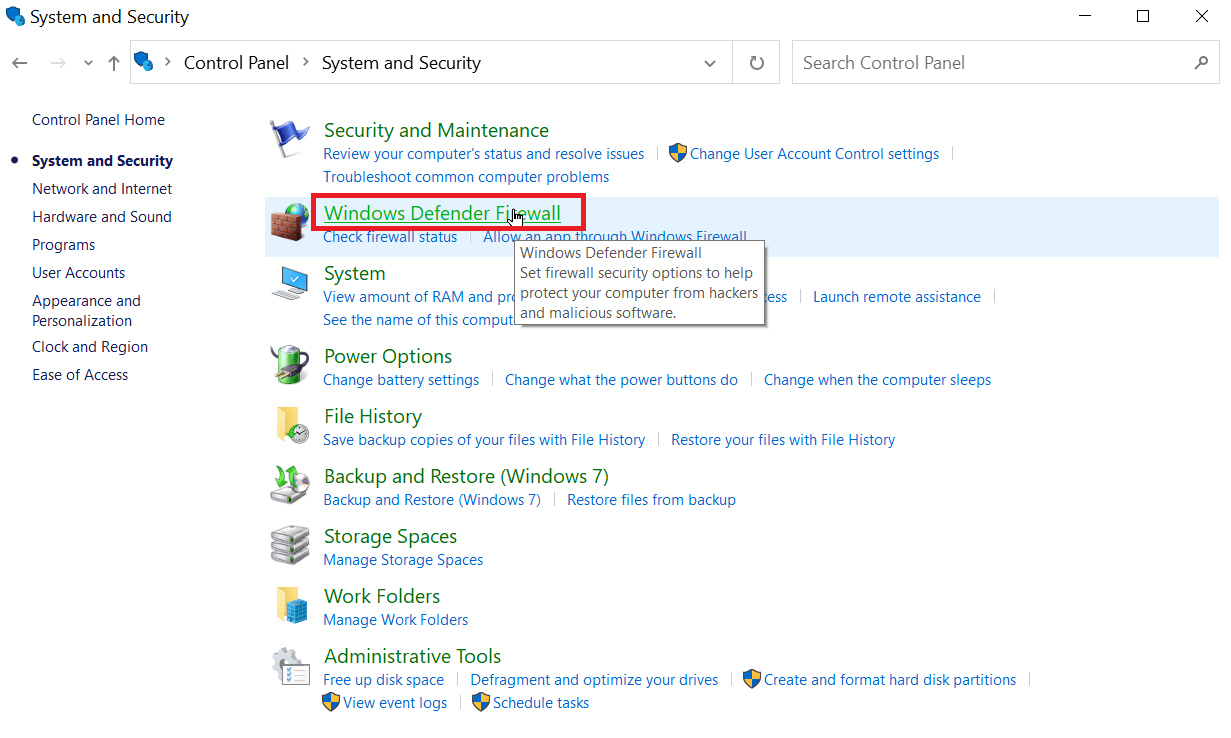 fare clic sul firewall di Windows Defender. Come sbloccare Minecraft a scuola