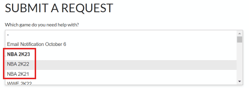 オプションから任意の NBA 2K ゲームを選択します。