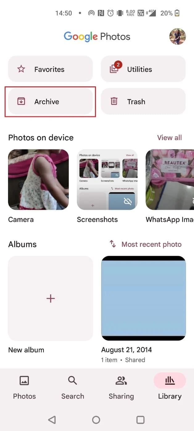 แตะที่เก็บถาวรใน Google Photos | หยุด Google Photos ไม่ให้บันทึกรูปภาพ