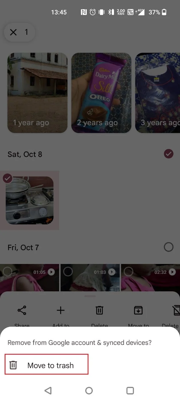 Atingeți Mutați în coșul de gunoi | Cum să ștergeți imaginile Google Auto Backup