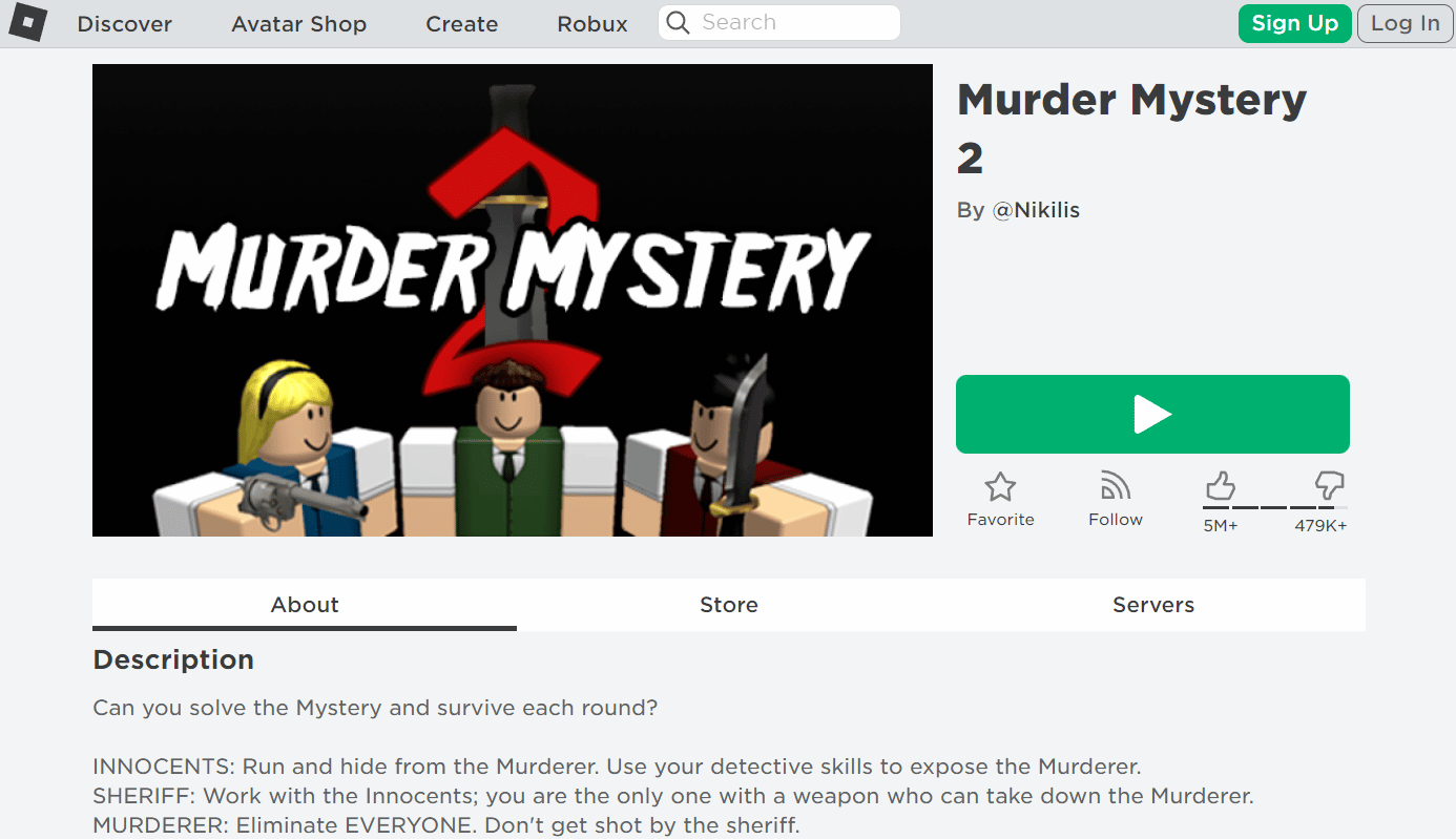 لعبة Murder Mystery 2 Roblox