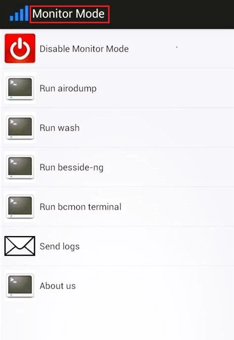modo de monitor no aplicativo bcmon android