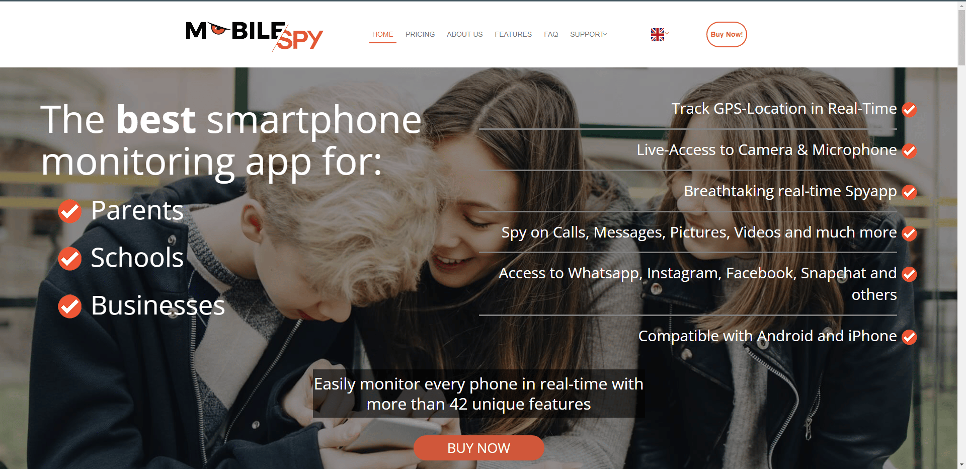 Site oficial do MobileSpy.at. Melhor aplicativo para hackear WhatsApp