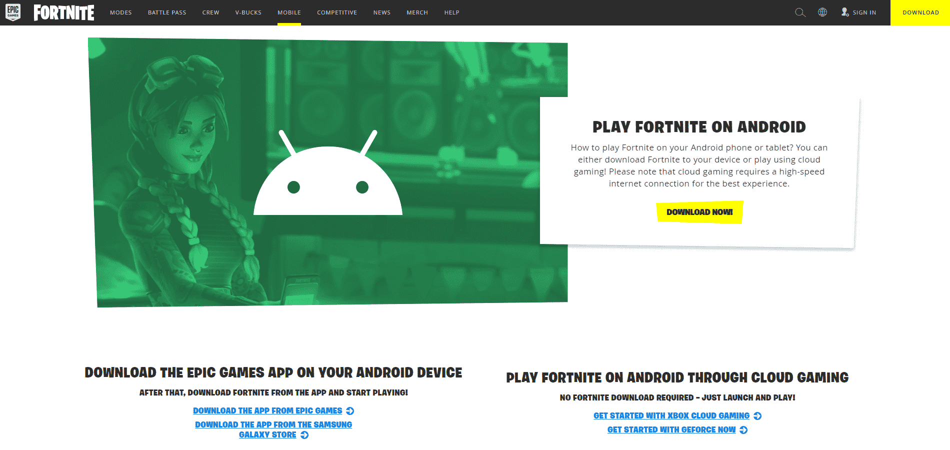 Pagina di download del gioco Android Fortnite. Le 27 migliori app Android illegali non su Play Store