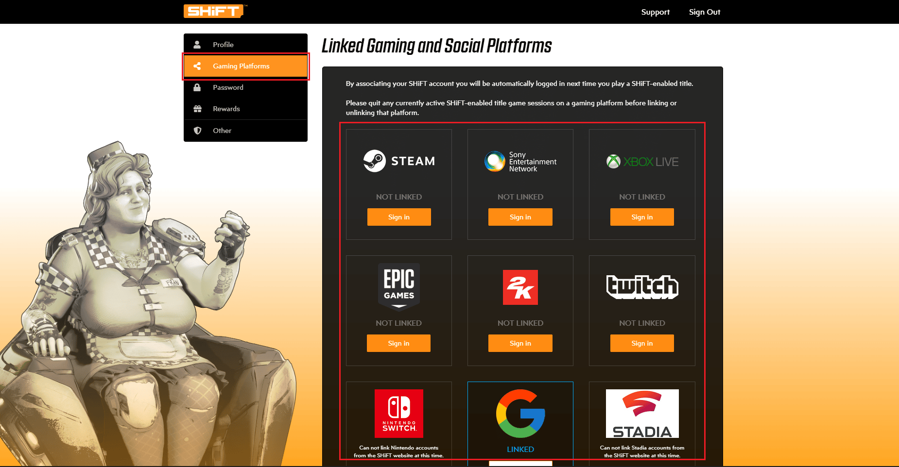เชื่อมโยงบัญชี SHIFT กับแพลตฟอร์มเกม