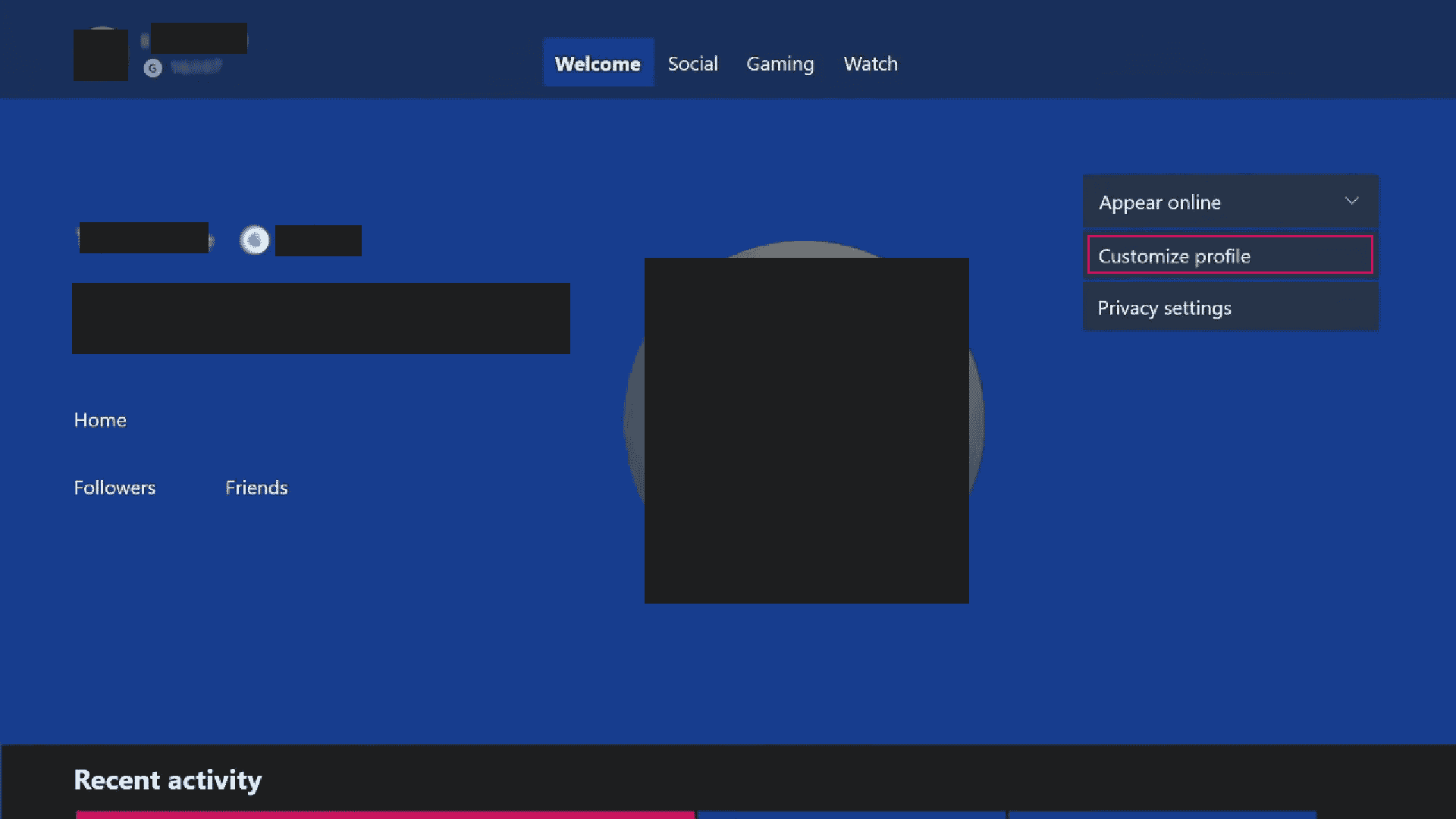 seleccione Personalizar perfil | Cómo cargar una imagen de jugador personalizada de Xbox