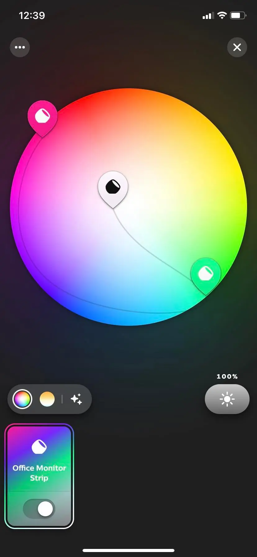 Koło kolorów aplikacji Philips Hue